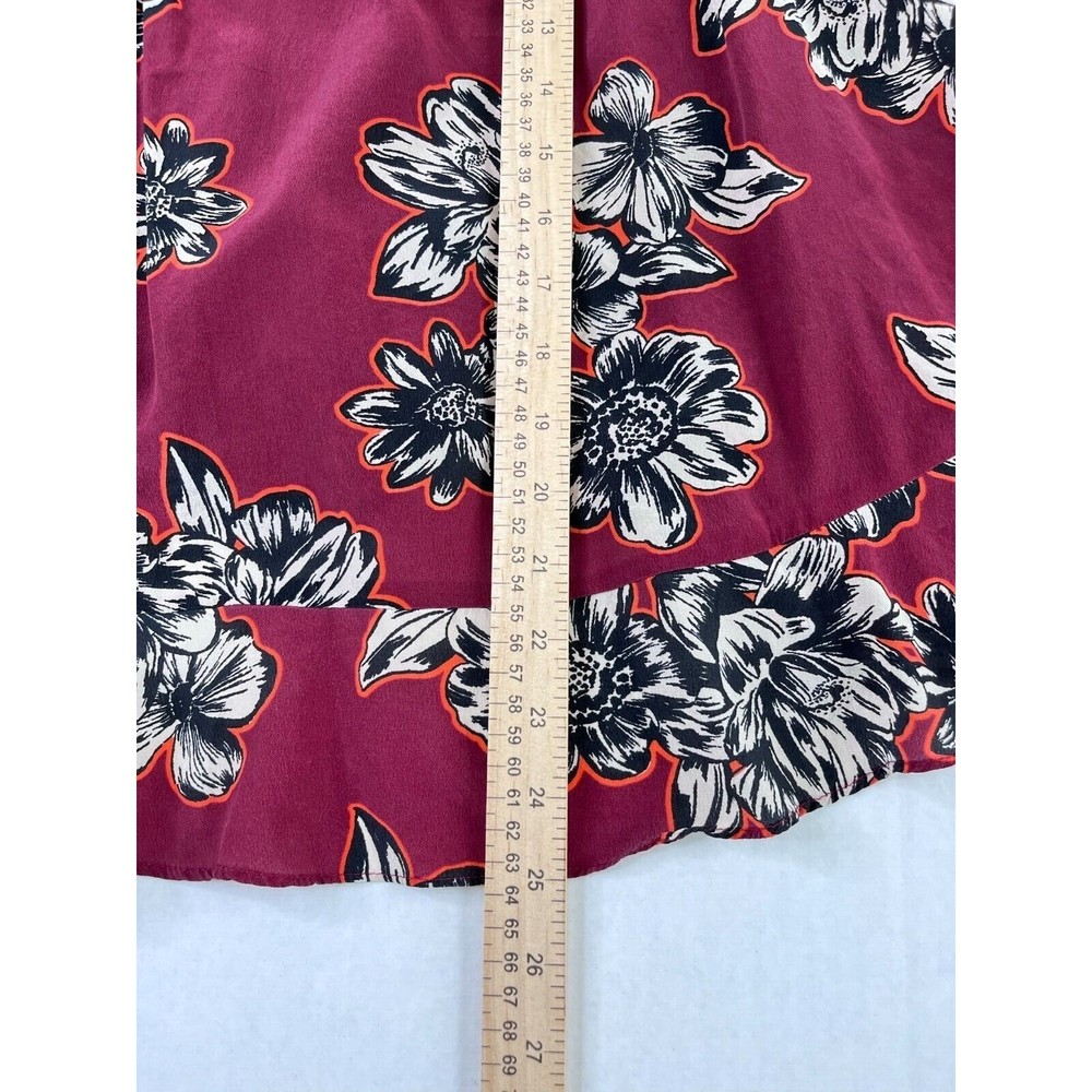 Maeve By Anthropologie Zebella Silk Floral Tank Top Size 6 Sleeveless Maroon - Picture 12 of 12